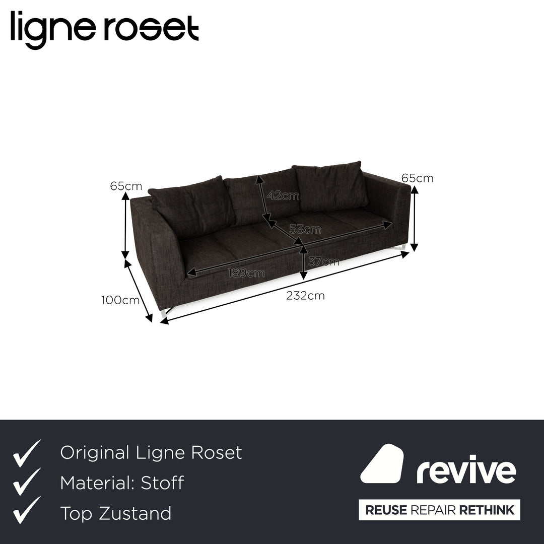 ligne roset Feng fabric three-seater gray sofa couch