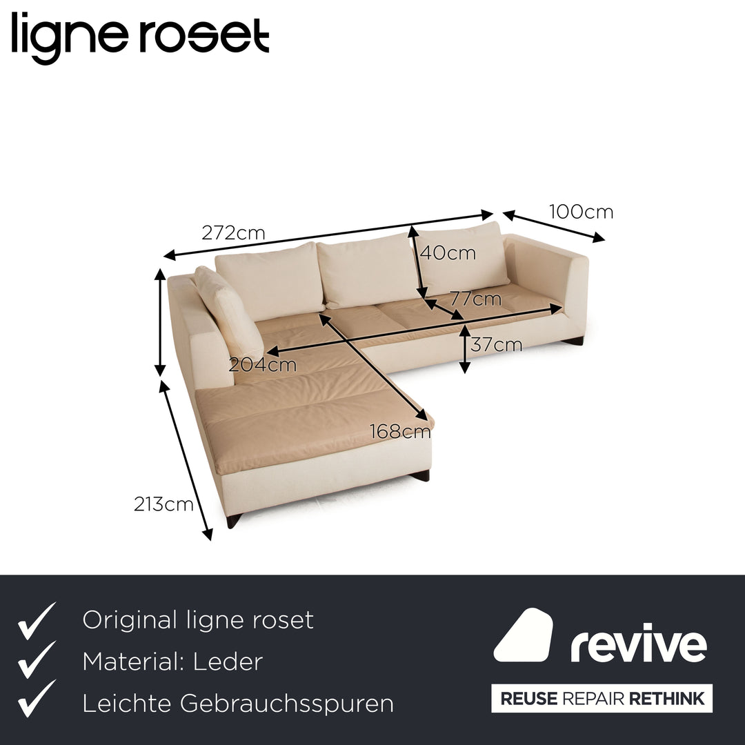 ligne roset Feng Stoff Ecksofa Creme Recamiere Links Sofa Couch