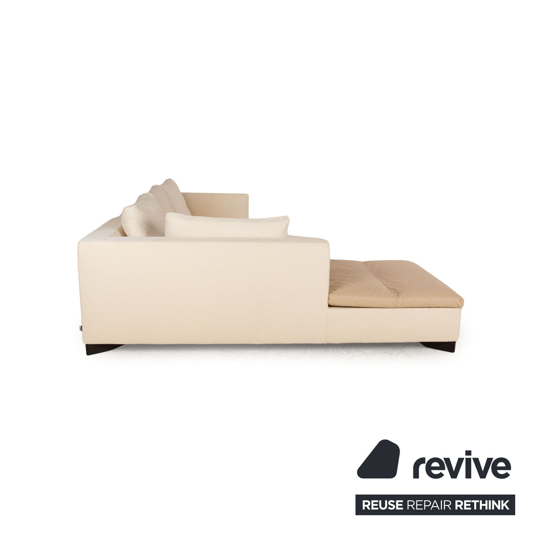 ligne roset Feng Stoff Ecksofa Creme Recamiere Links Sofa Couch