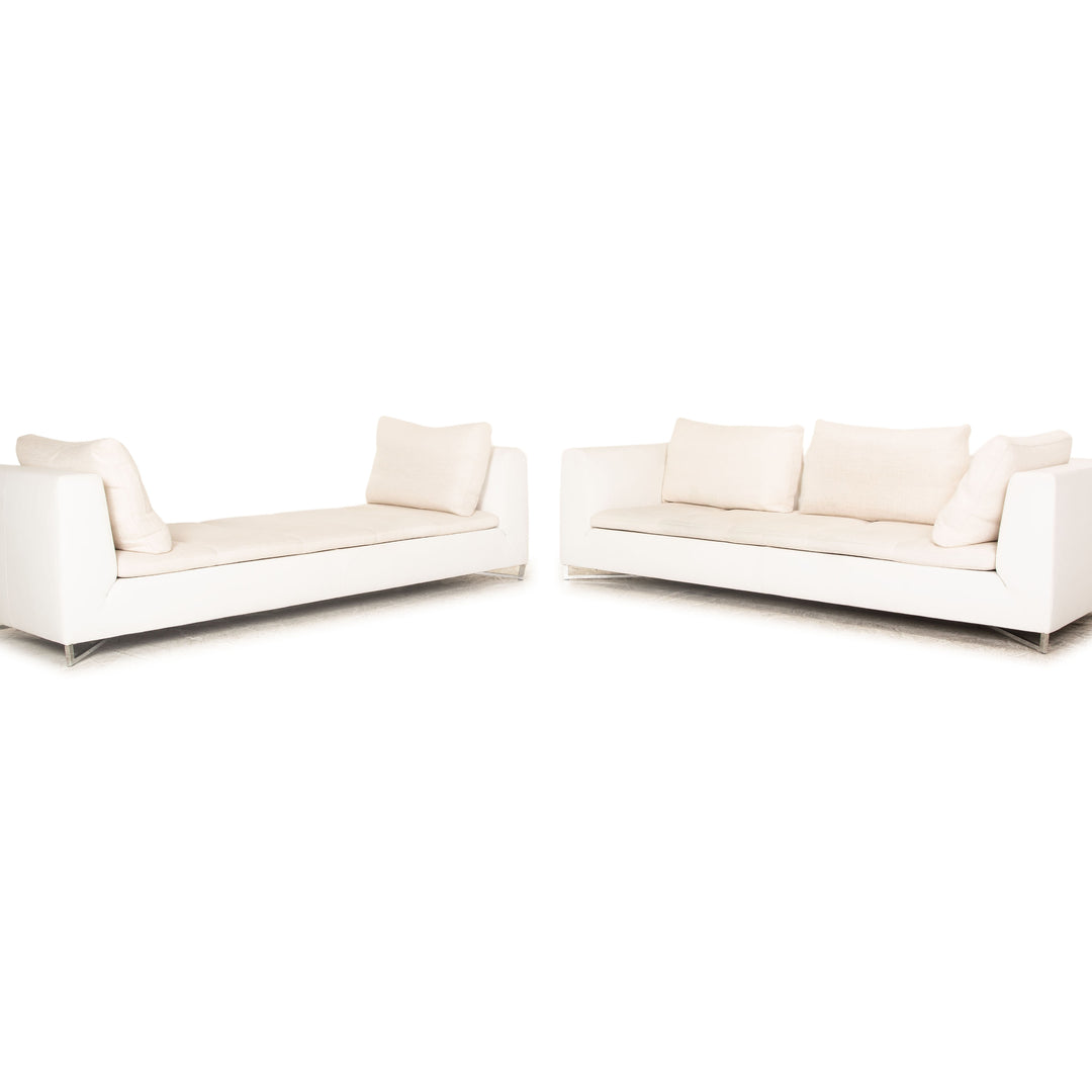 ligne roset Feng Stoff Sofa Garnitur Creme Dreisitzer Liege Sofa Couch