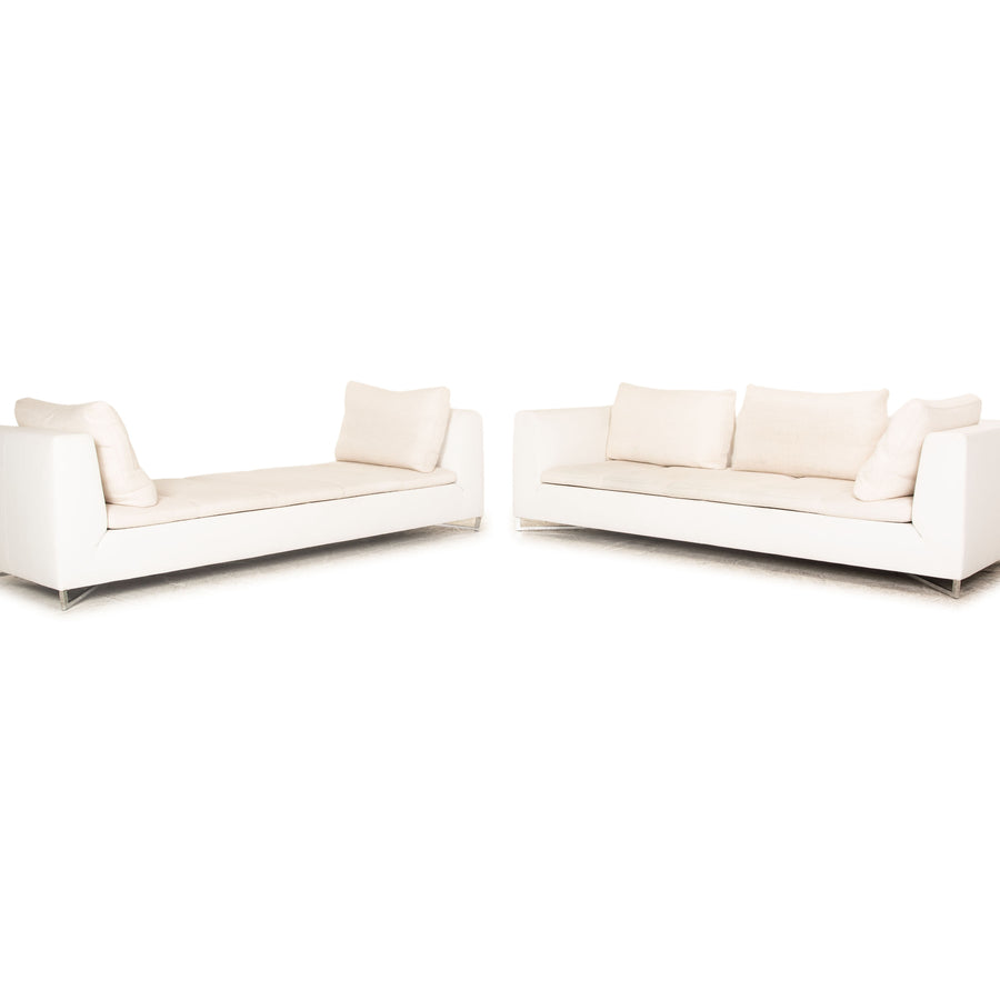 ligne roset Feng Stoff Sofa Garnitur Creme Dreisitzer Liege Sofa Couch