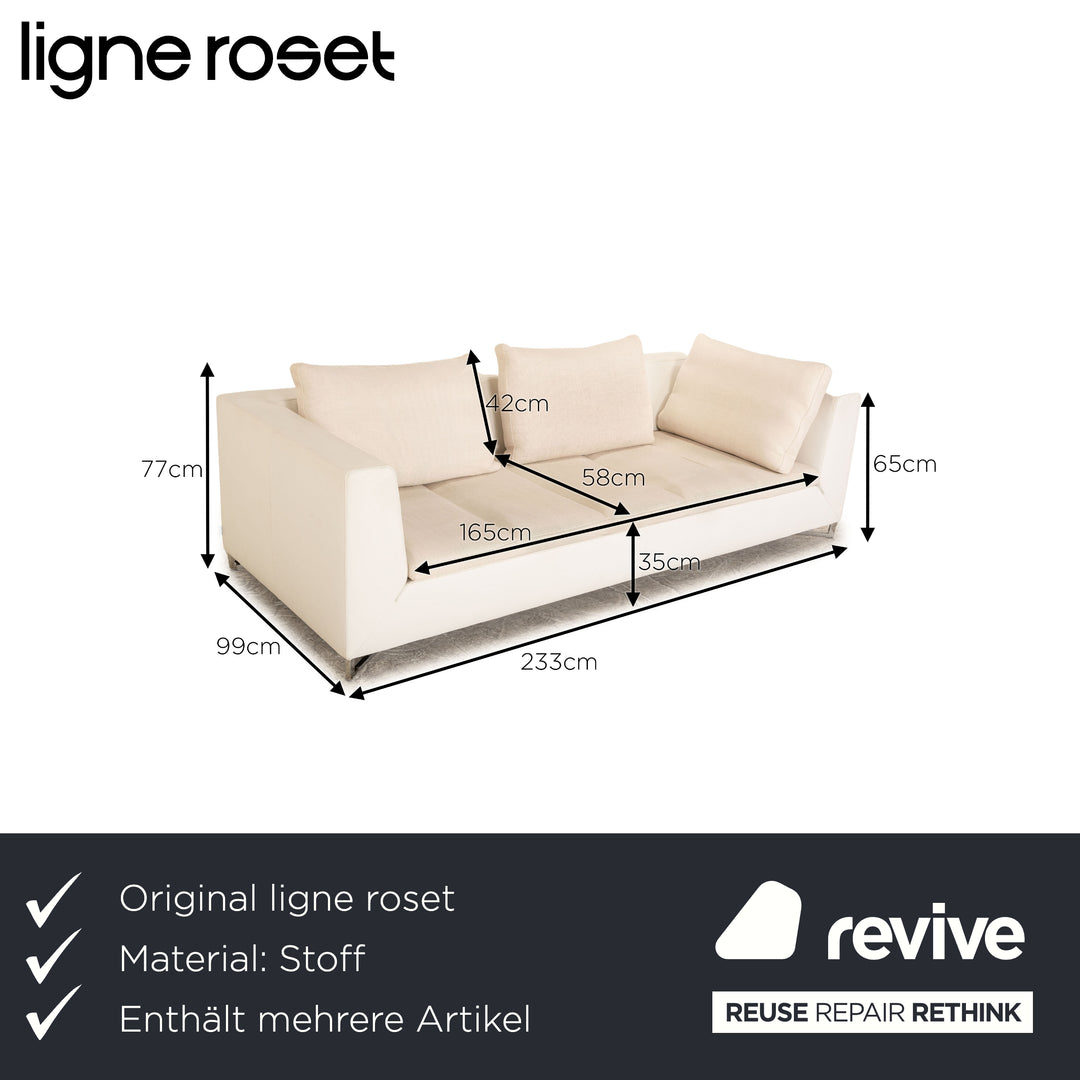 ligne roset Feng Stoff Sofa Garnitur Creme Dreisitzer Liege Sofa Couch