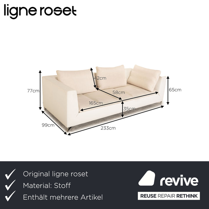 ligne roset Feng Stoff Sofa Garnitur Creme Dreisitzer Liege Sofa Couch