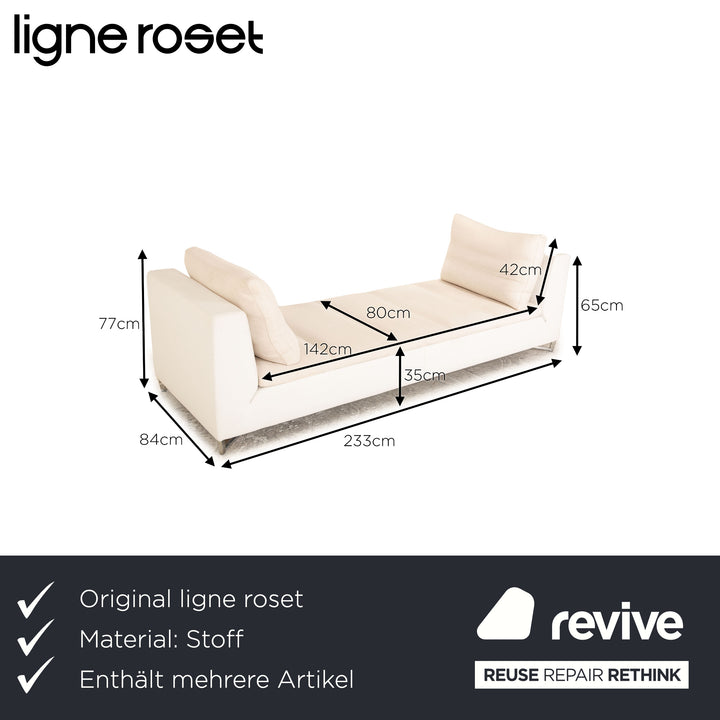 ligne roset Feng Stoff Sofa Garnitur Creme Dreisitzer Liege Sofa Couch