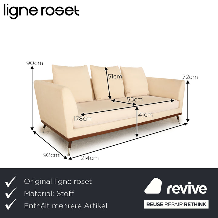 ligne roset Fugue fabric sofa set cream