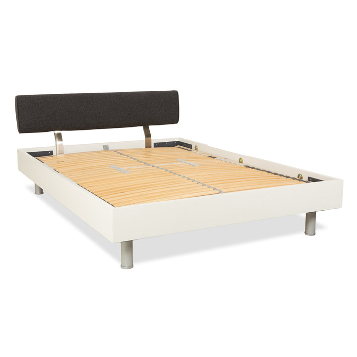 Ligne Roset wooden bed, white/dark grey, 140 x 200 cm
