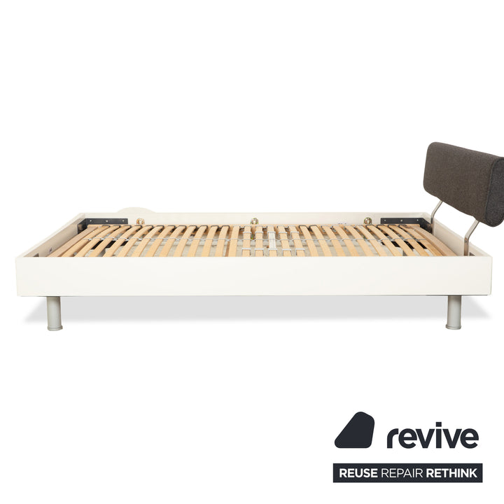 Ligne Roset wooden bed, white/dark grey, 140 x 200 cm