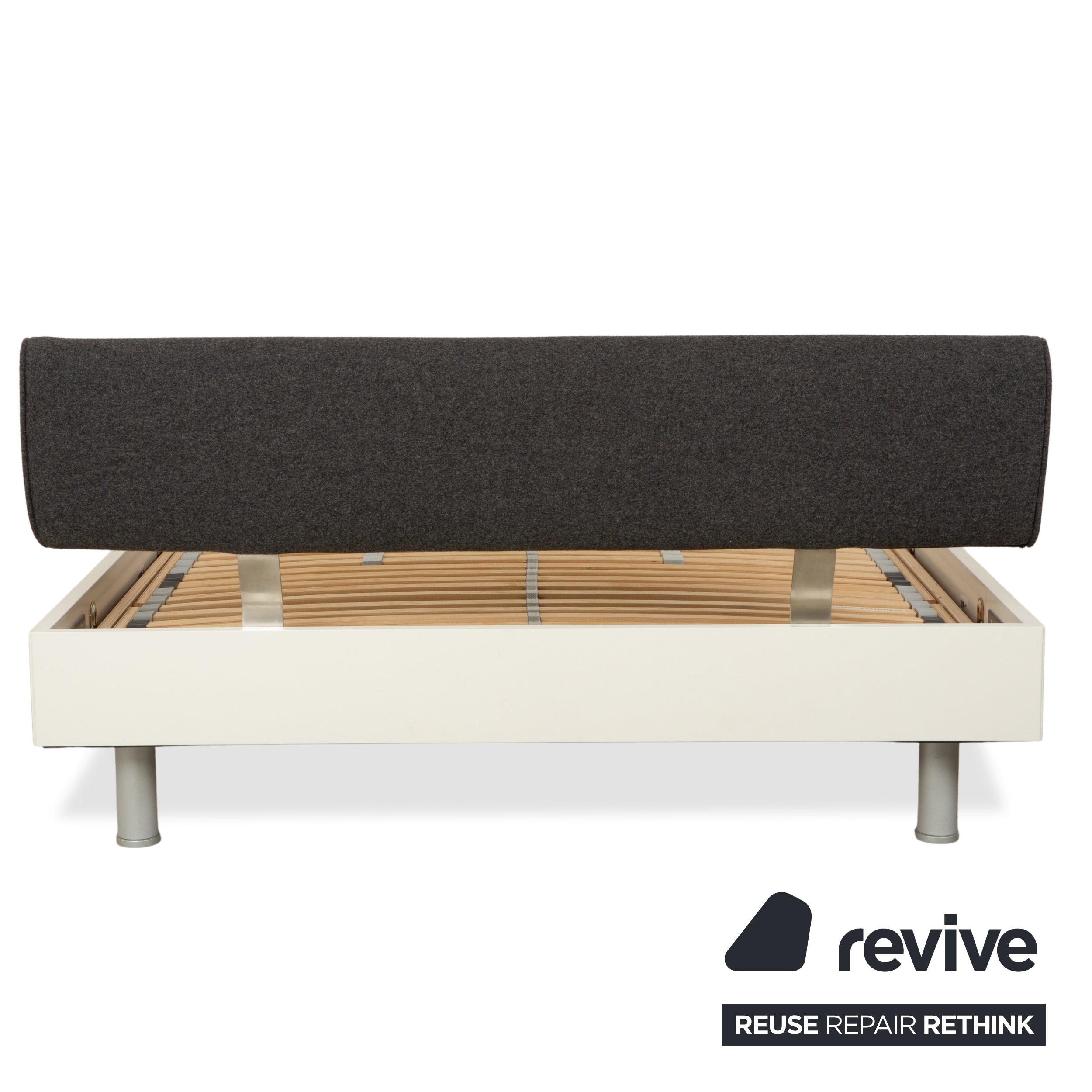 Lit en bois Ligne Roset, blanc/gris foncé, 140 x 200 cm