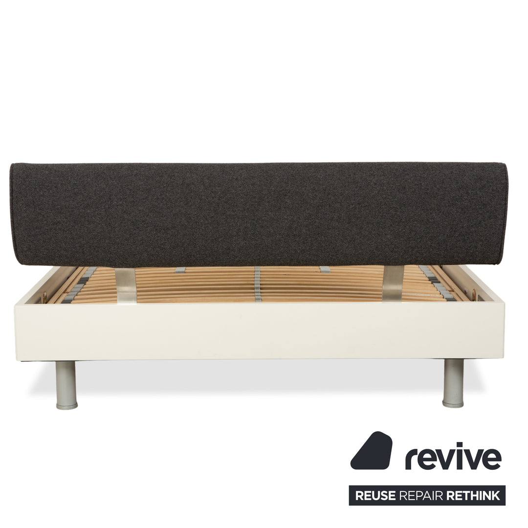 Ligne Roset wooden bed, white/dark grey, 140 x 200 cm