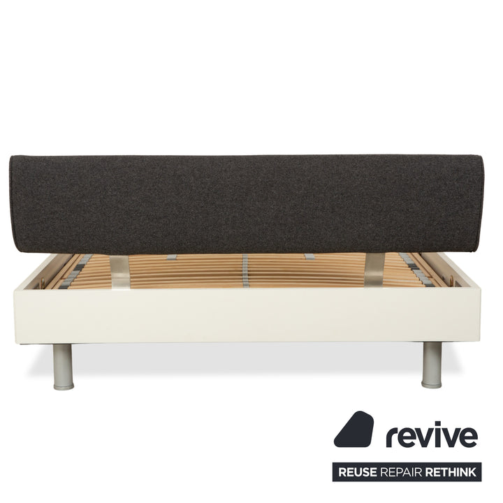 Ligne Roset wooden bed, white/dark grey, 140 x 200 cm