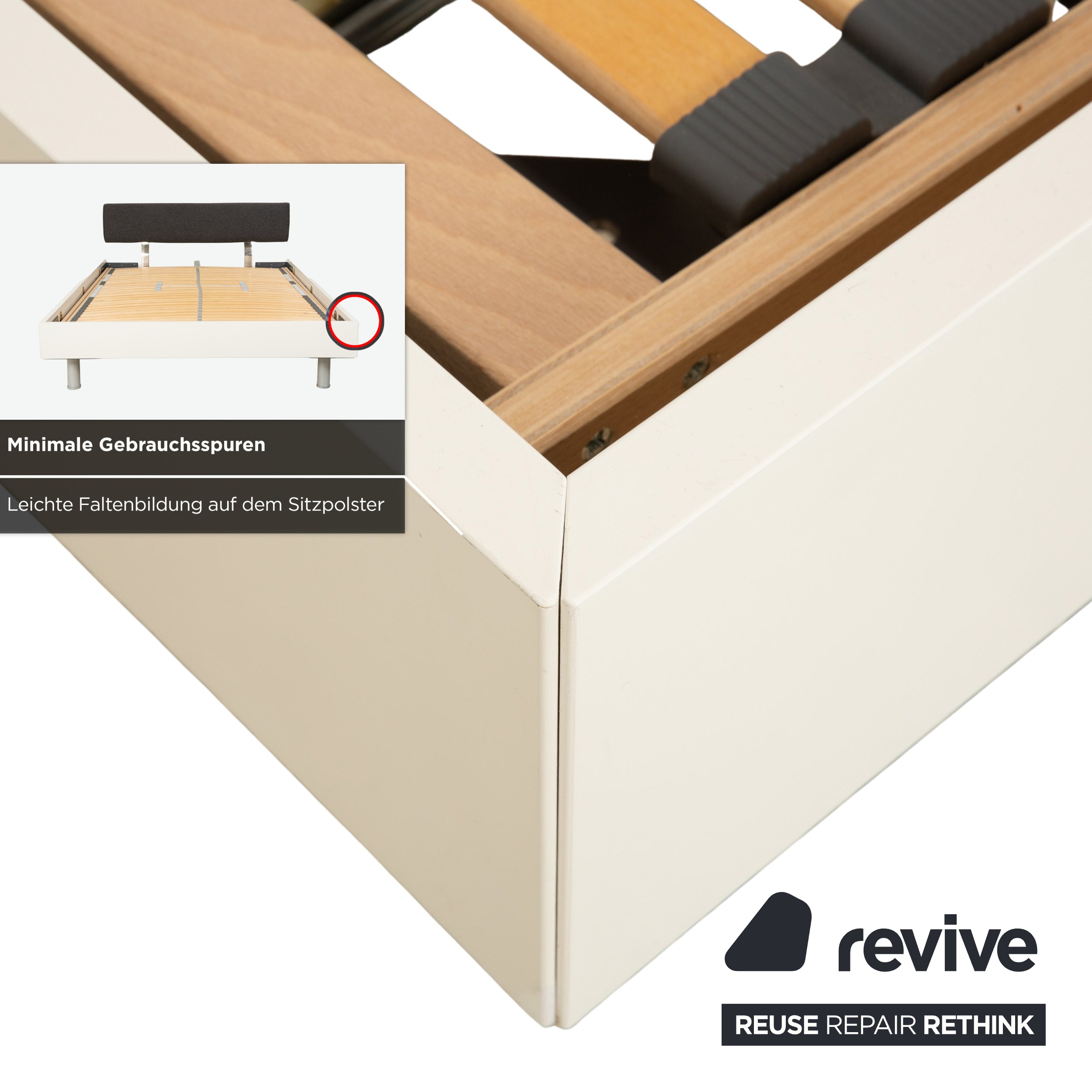 Lit en bois Ligne Roset, blanc/gris foncé, 140 x 200 cm