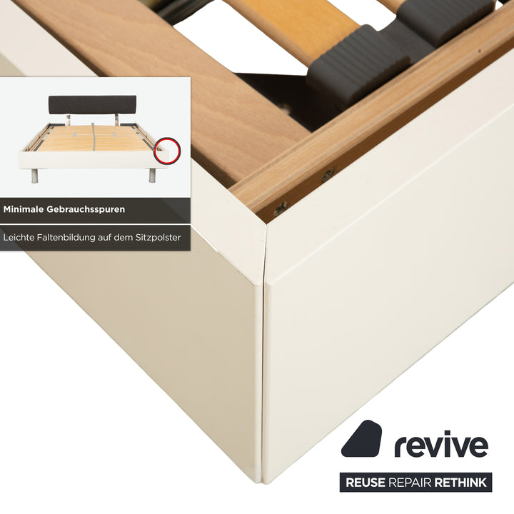 Ligne Roset wooden bed, white/dark grey, 140 x 200 cm