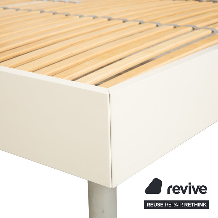 Ligne Roset wooden bed, white/dark grey, 140 x 200 cm