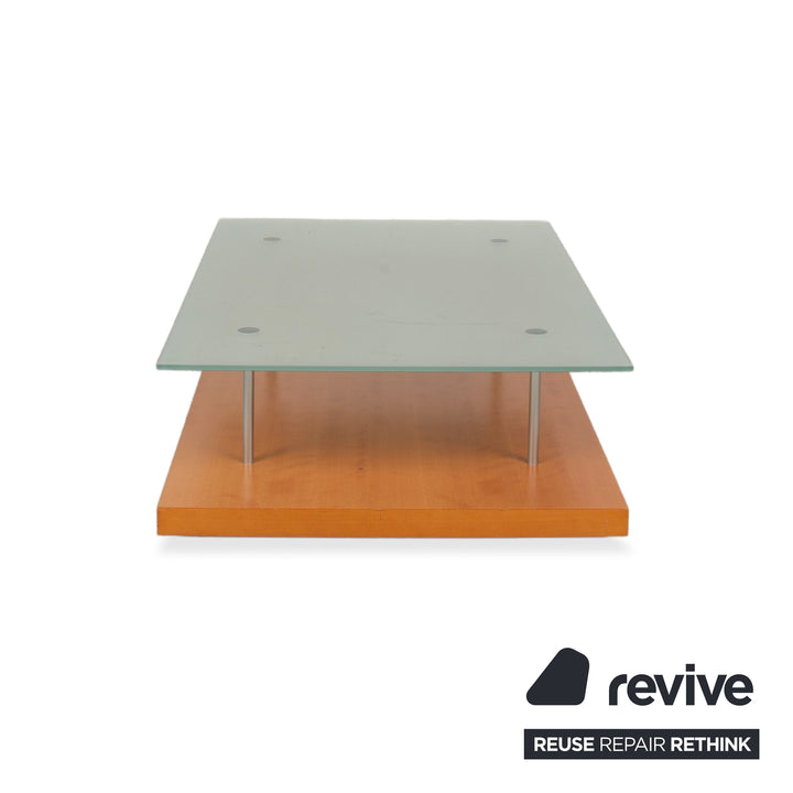 Ligne Roset Wood Glass Coffee Table Brown Pear Wood 120 x 78 cm