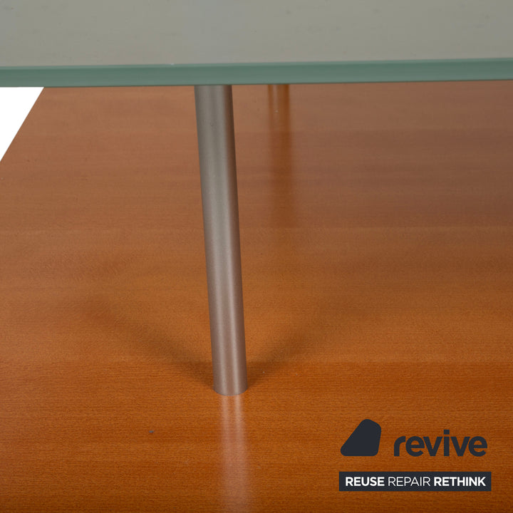 Ligne Roset Wood Glass Coffee Table Brown Pear Wood 120 x 78 cm