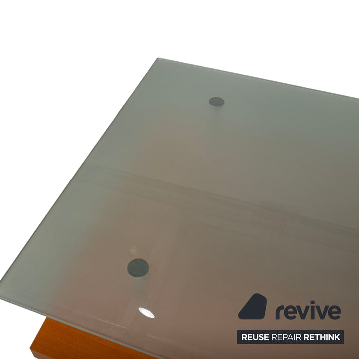 Ligne Roset Wood Glass Coffee Table Brown Pear Wood 120 x 78 cm