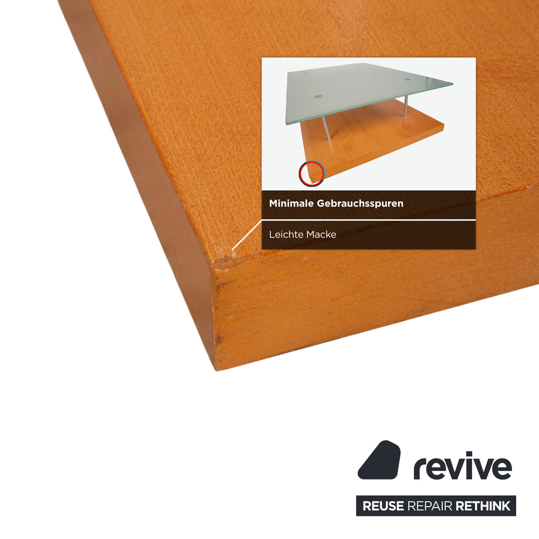 Ligne Roset Wood Glass Coffee Table Brown Pear Wood 120 x 78 cm