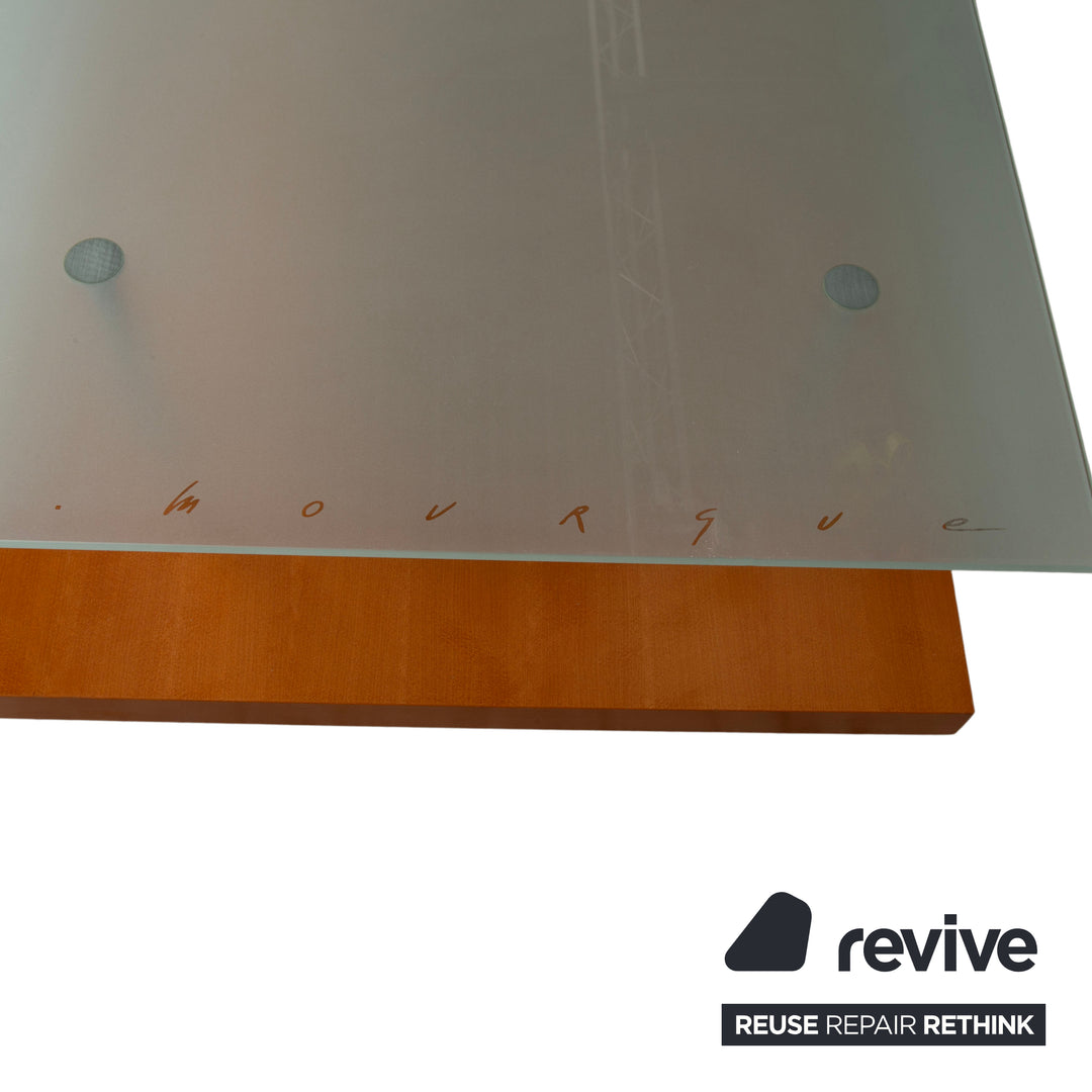 Ligne Roset Wood Glass Coffee Table Brown Pear Wood 120 x 78 cm
