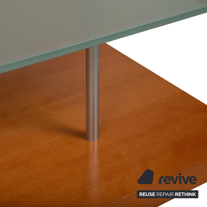 Ligne Roset Wood Glass Coffee Table Brown Pear Wood 120 x 78 cm