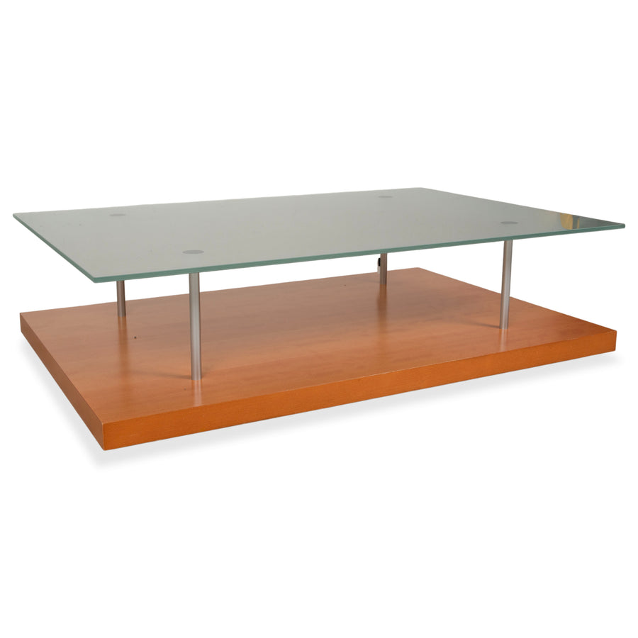 Ligne Roset Wood Glass Coffee Table Brown Pear Wood 120 x 78 cm