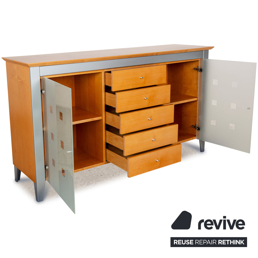 Buffet en bois, marron et argent