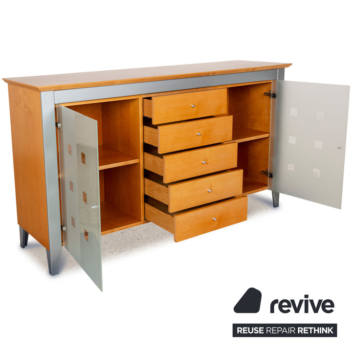 Buffet en bois, marron et argent