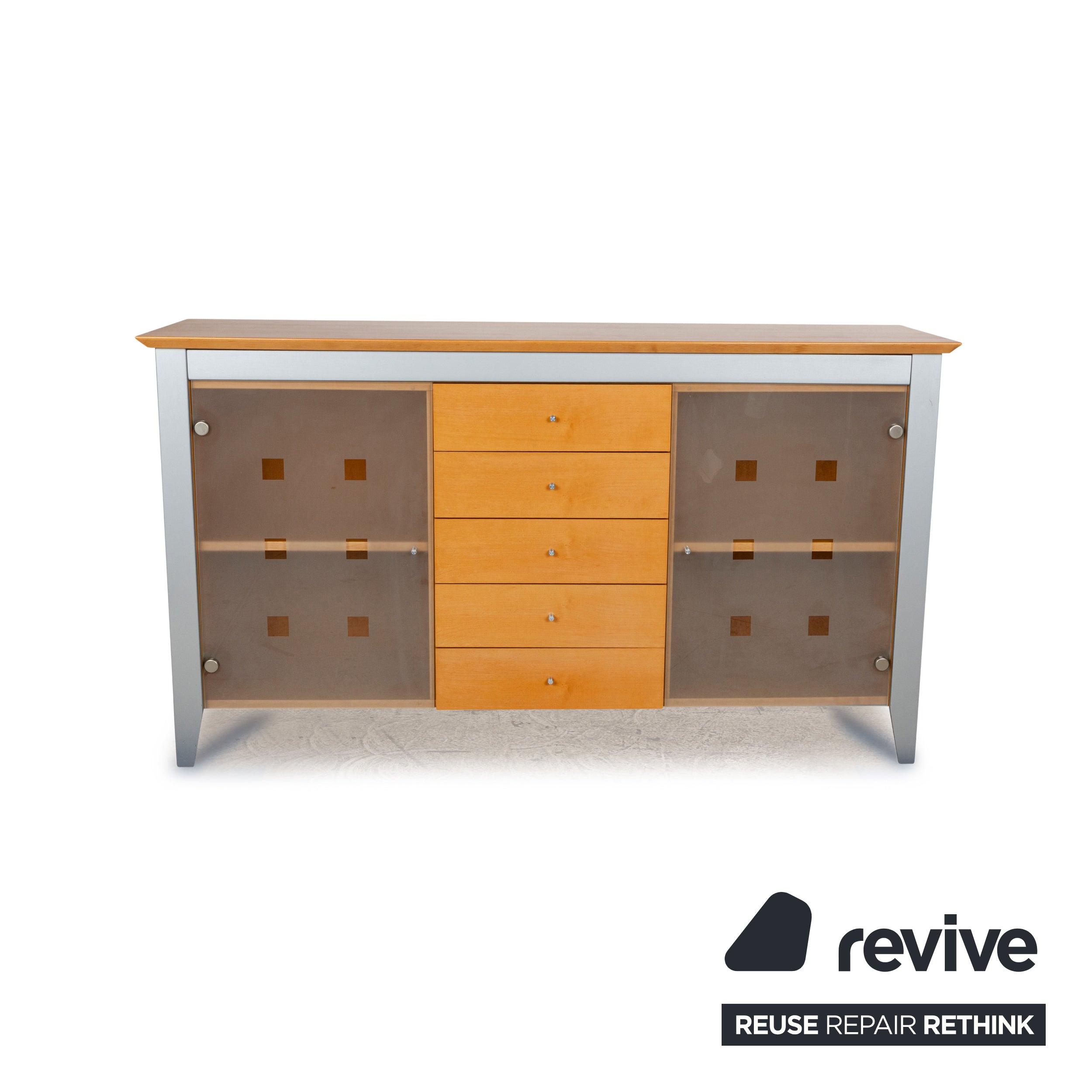 Ligne Roset Wooden Sideboard Brown Silver