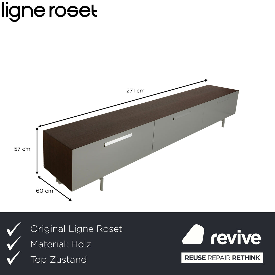 Ligne Roset Wooden Sideboard Grey Brown Lowboard