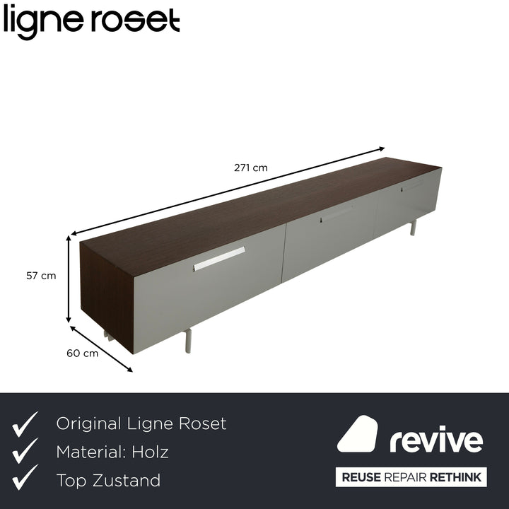 Ligne Roset Wooden Sideboard Grey Brown Lowboard