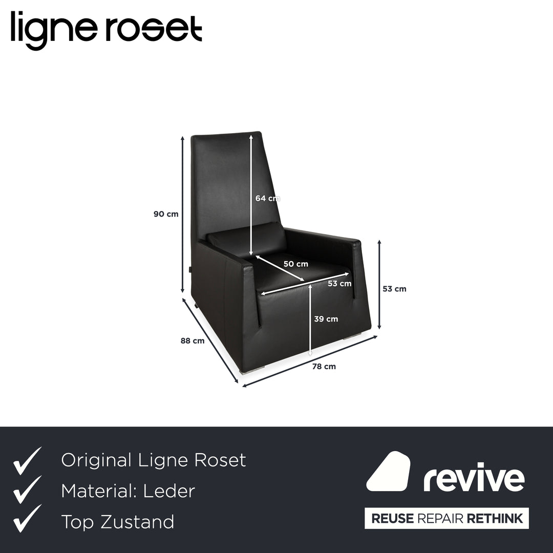Fauteuil Jul en cuir noir Ligne Roset