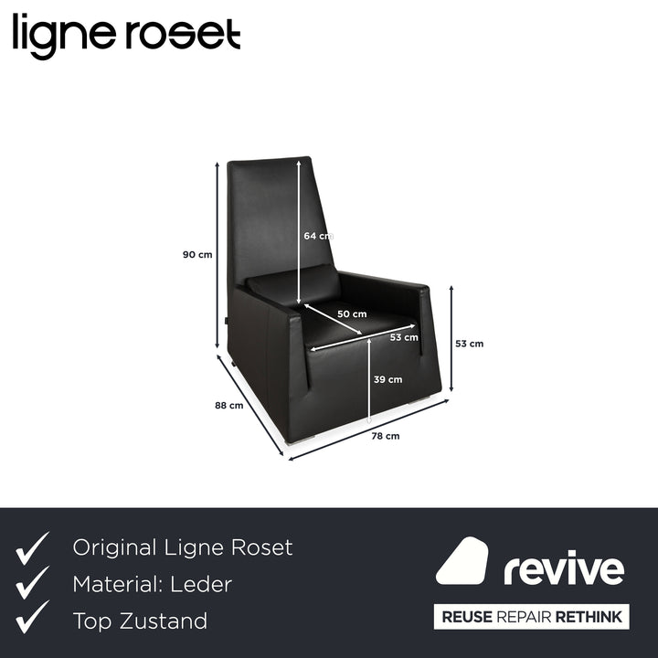 Fauteuil Jul en cuir noir Ligne Roset