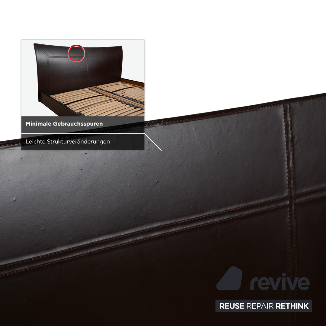 Ligne Roset Leder Bett Braun 180x200