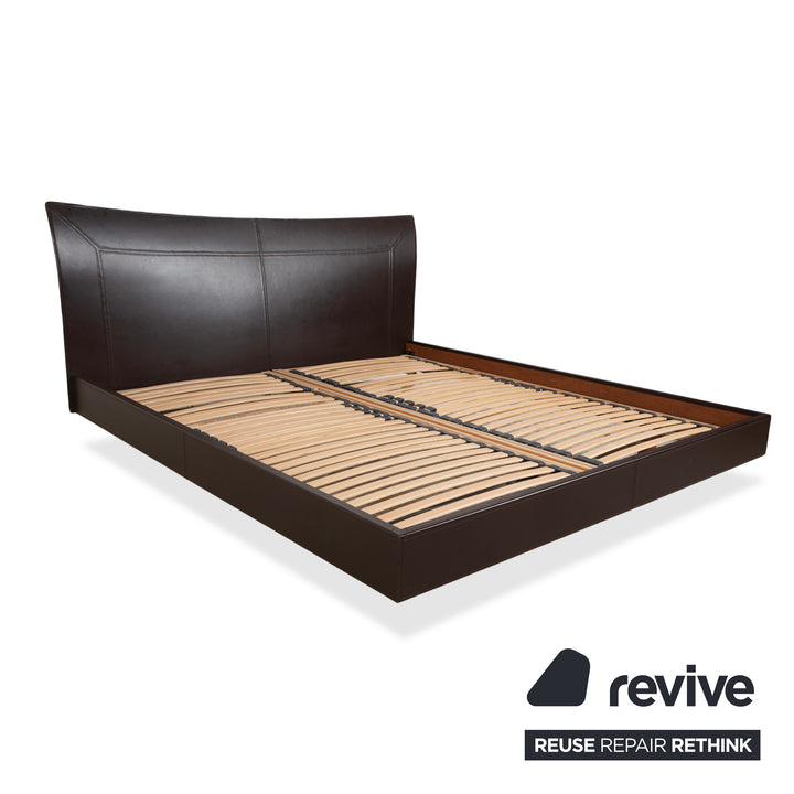 Ligne Roset Leder Bett Braun 180x200