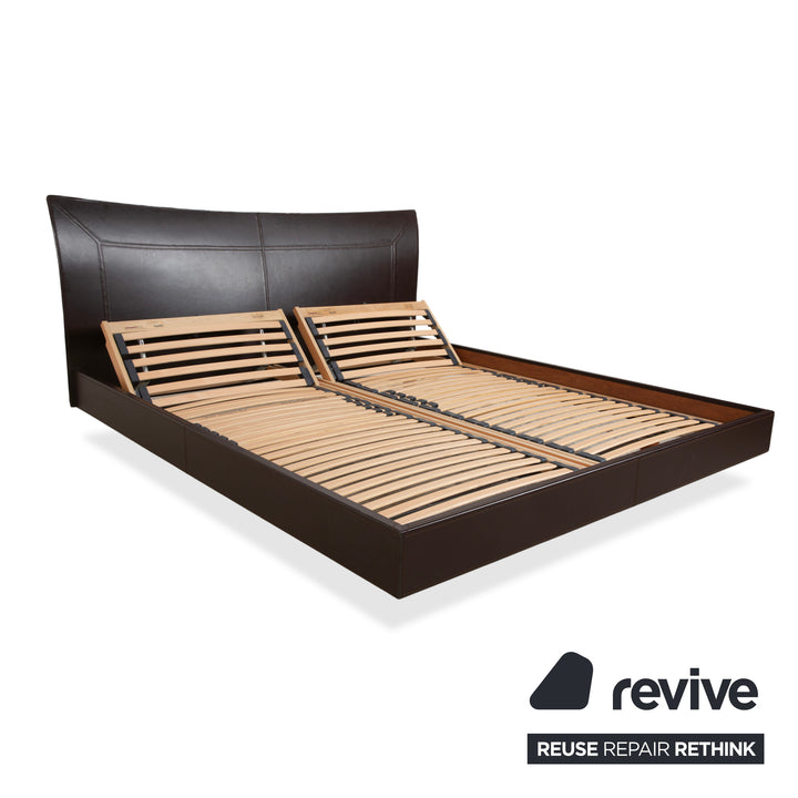 Ligne Roset Leder Bett Braun 180x200