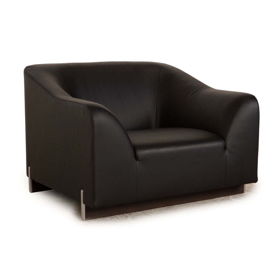 ligne roset leather armchair black