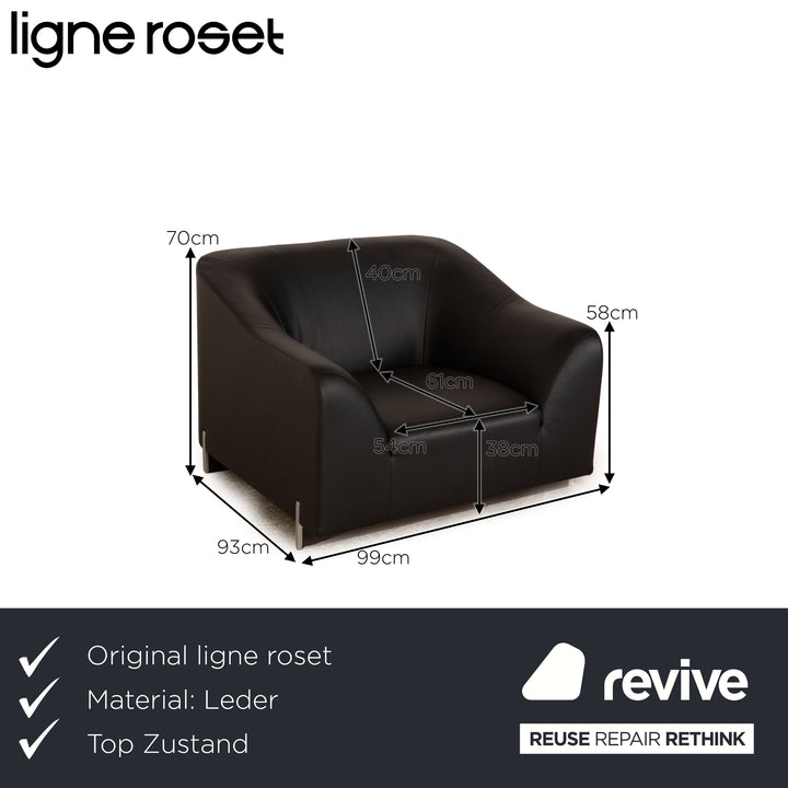 ligne roset leather armchair black