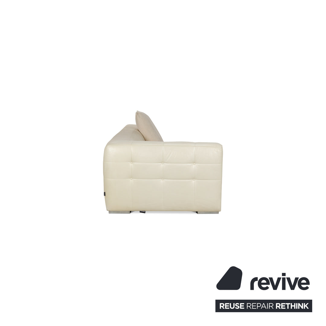 ligne roset Malhoun leather three-seater cream sofa couch