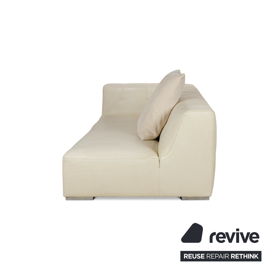 ligne roset Malhoun leather three-seater cream sofa couch