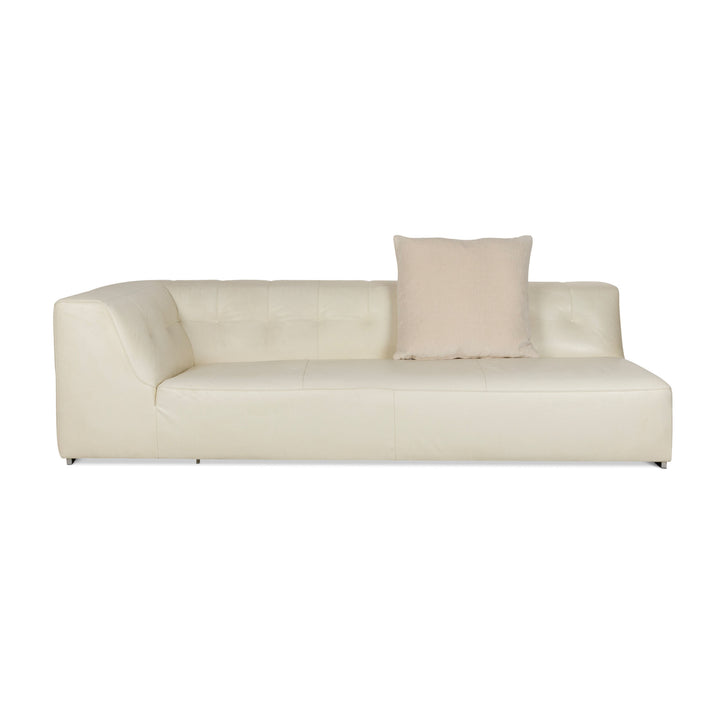 ligne roset Malhoun leather three-seater cream sofa couch