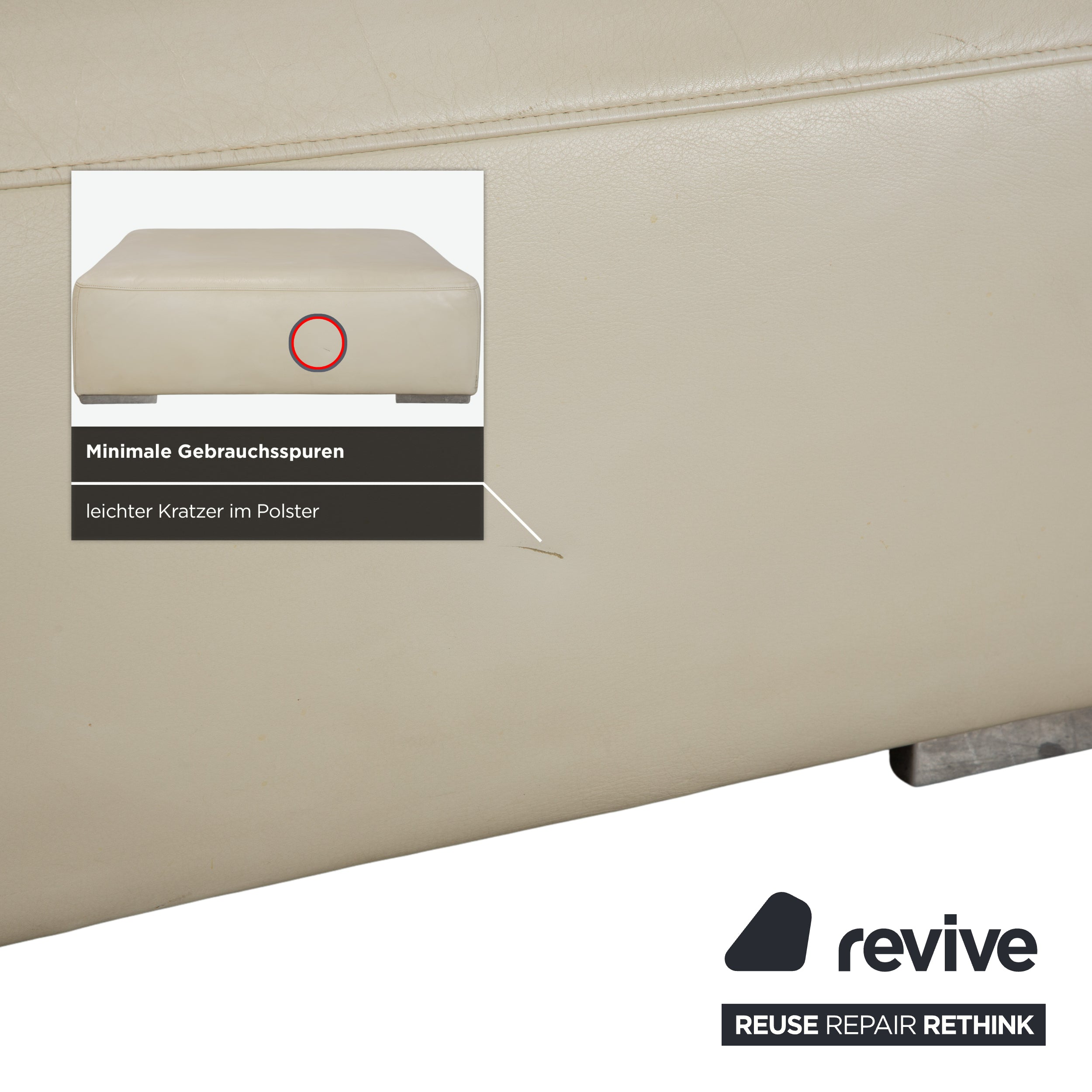 ligne roset Malhoun Leder Hocker Creme