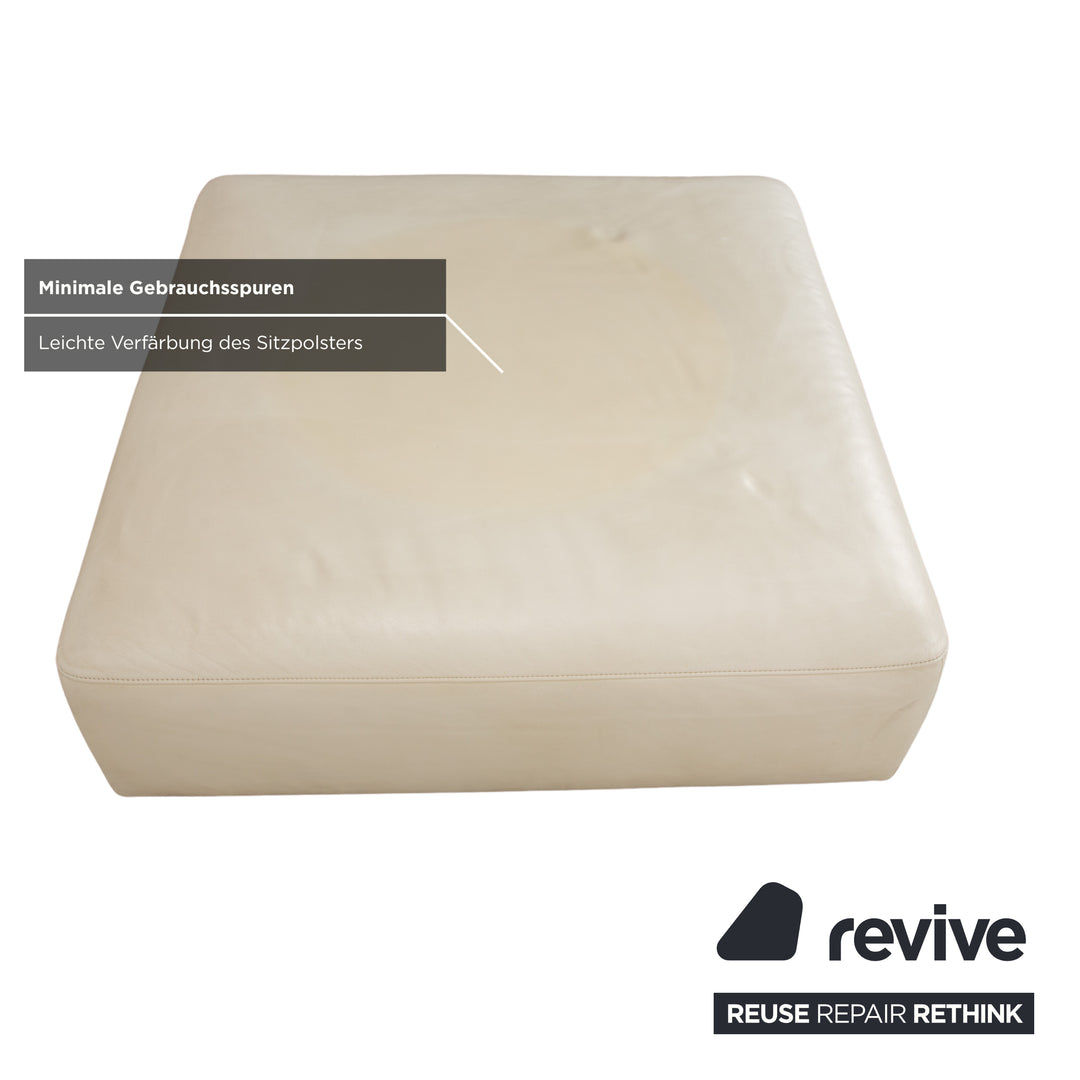 ligne roset Malhoun leather stool cream