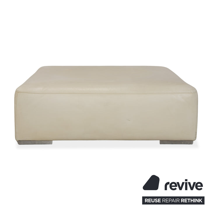 Ligne Roset Malhoun tabouret en cuir crème