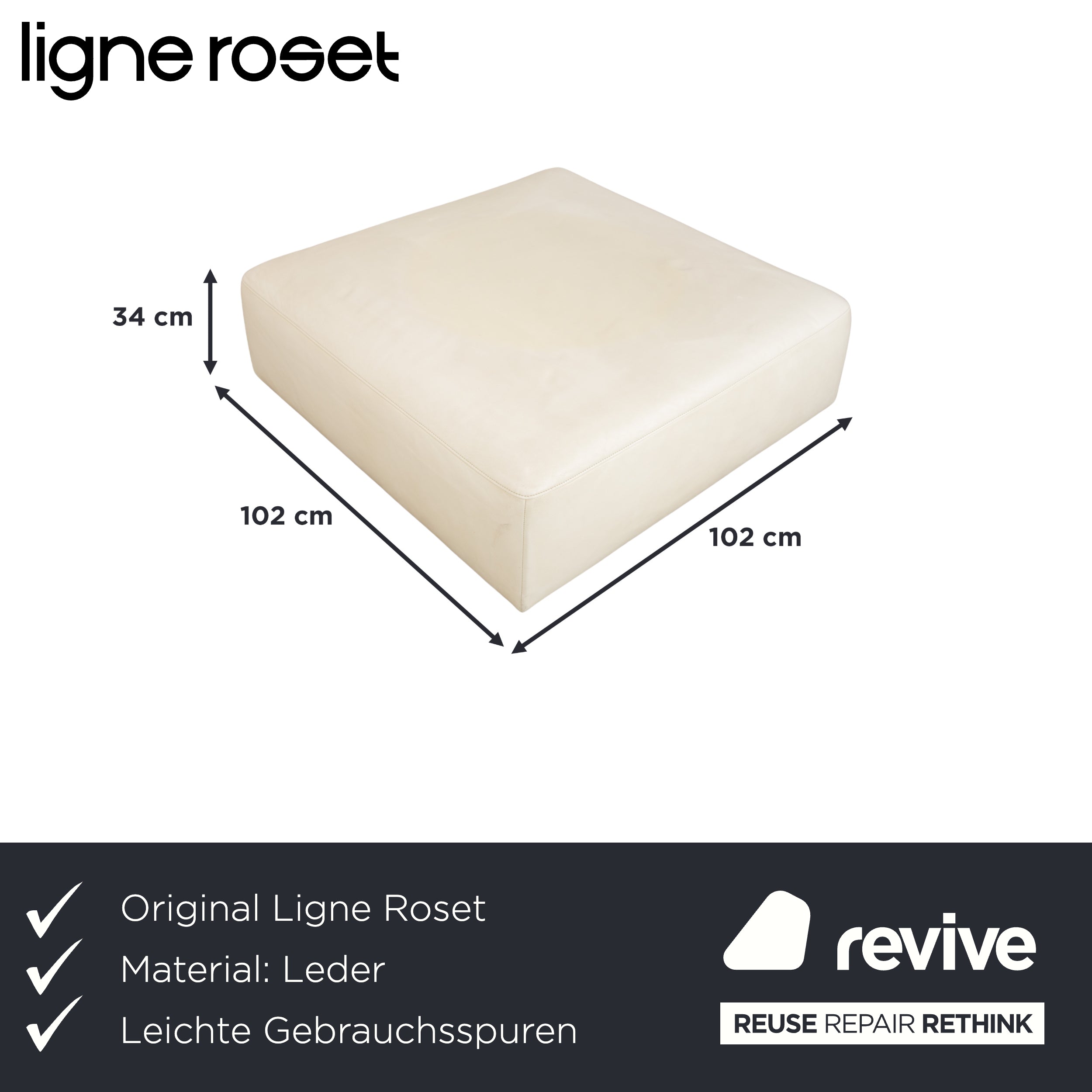 ligne roset Malhoun Leder Hocker Creme
