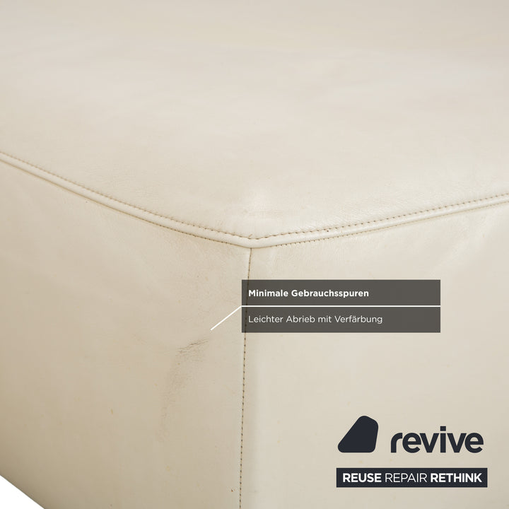 ligne roset Malhoun leather stool cream