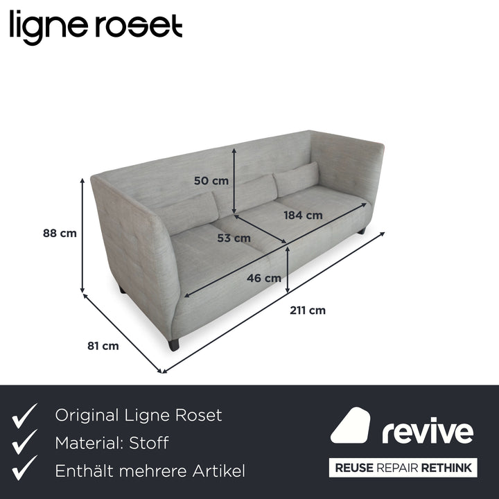 Ligne Roset MCD Stoff 2x Dreisitzer Grau Beige Taupe Sofa Couch