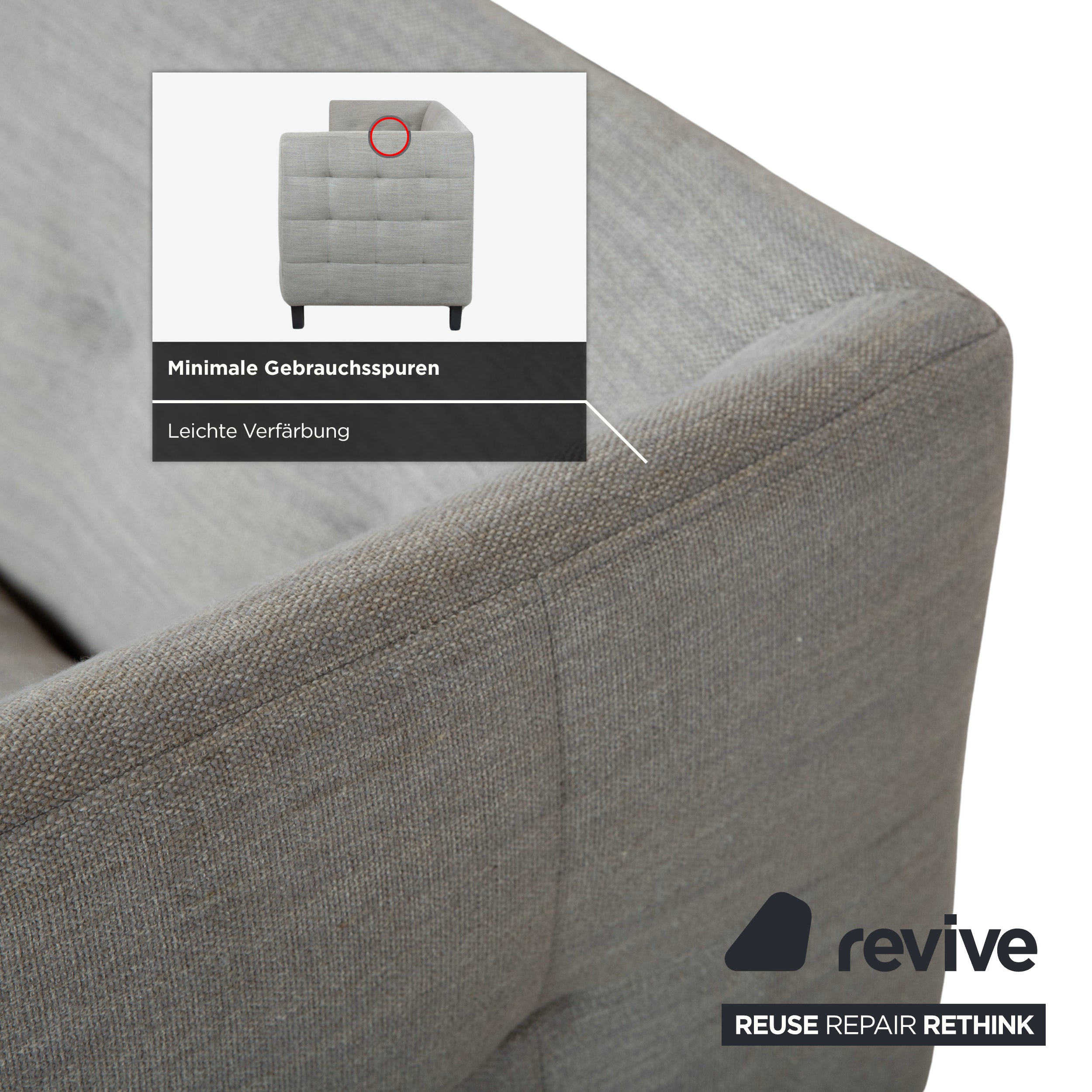 Ligne Roset MCD tyg tresitssoffa grå beige taupe soffa