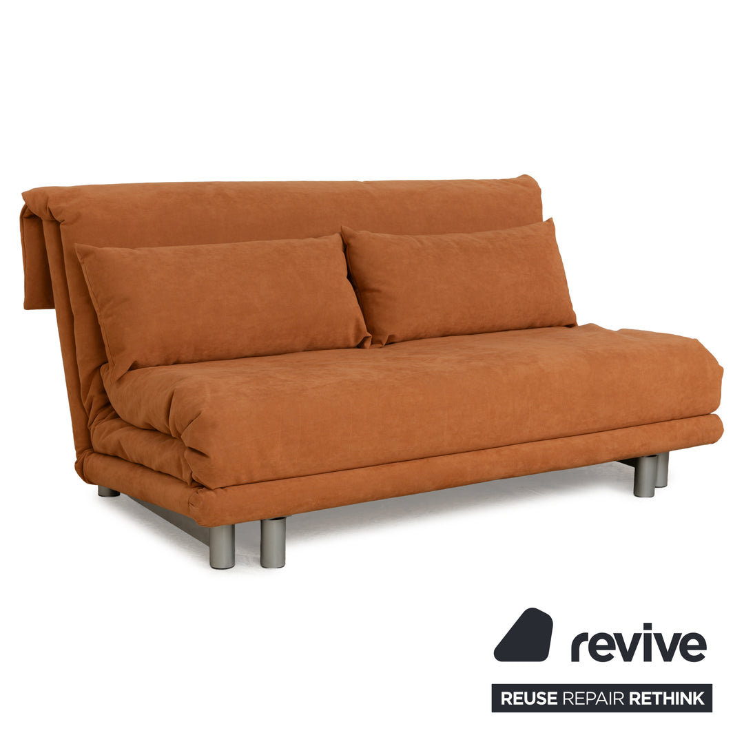 ligne roset Multy Alcantara Dreisitzer Hellbraun Orange manuelle Funktion Sofa Couch Schlafsofa