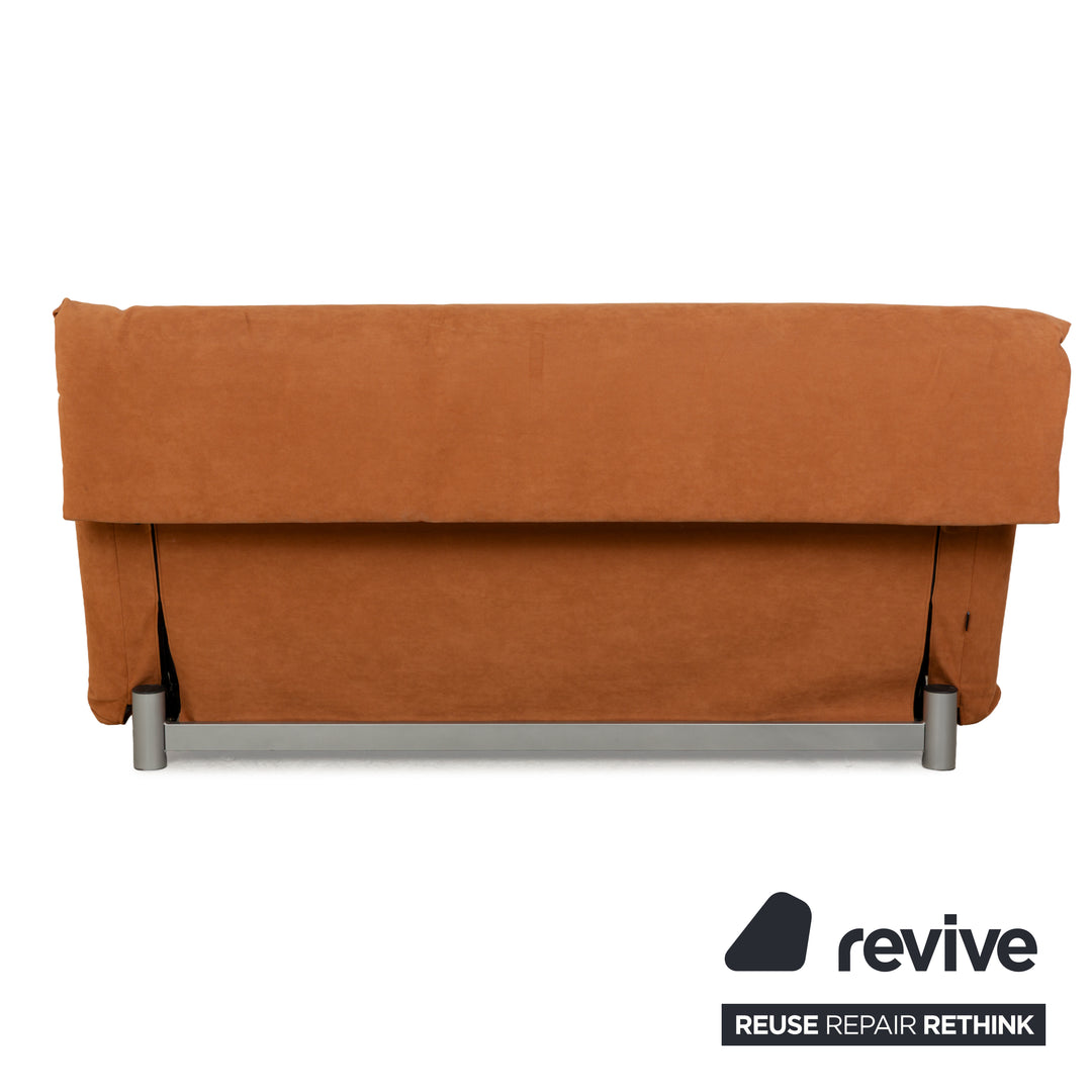 ligne roset Multy Alcantara Dreisitzer Hellbraun Orange manuelle Funktion Sofa Couch Schlafsofa