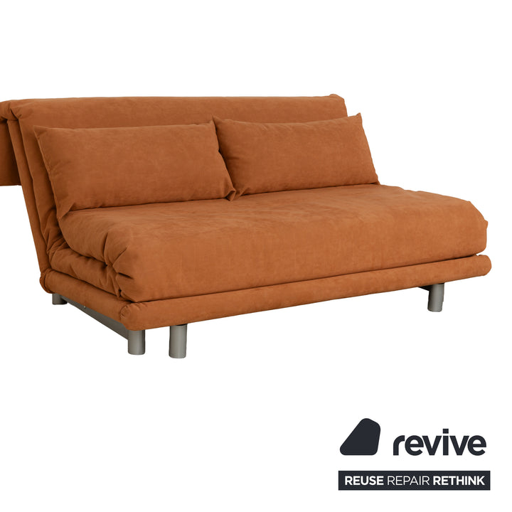ligne roset Multy Alcantara Dreisitzer Hellbraun Orange manuelle Funktion Sofa Couch Schlafsofa