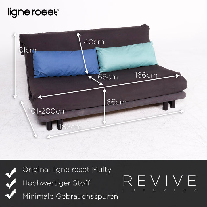 ligne roset Multy Designer Stoff Sofa Grau Dreisitzer Couch Funktion Schlafcouch Schlafsofa #8670